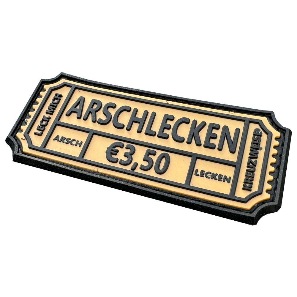 klett patch 3d PVC ticket design edc gadgets arschlecken €3,50 humor patch statement patch edc patch