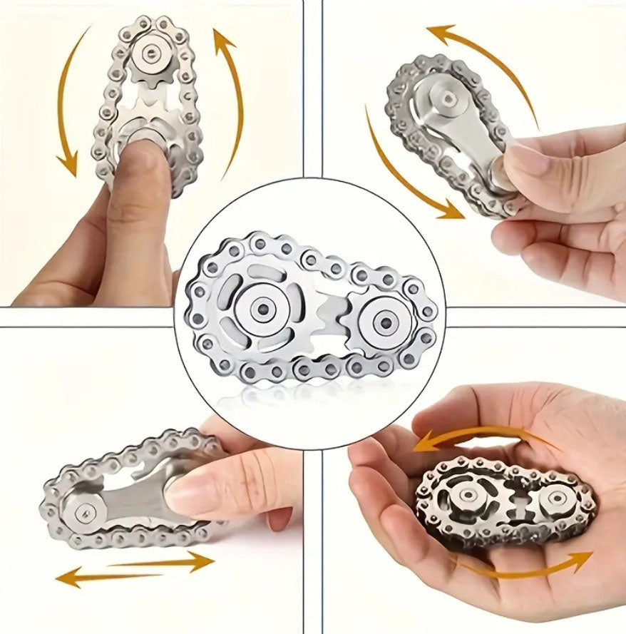 Ketten Fidget Spinner aus Metall silber