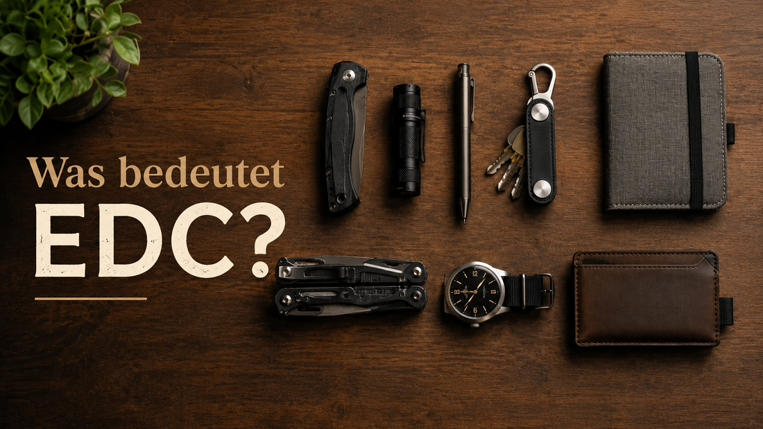 Was bedeutet EDC Blog Beitrag Titelbild EDC Gadgets EDC Shop deutsch EDC Ausrüstung ehrlich und alltagstauglich
