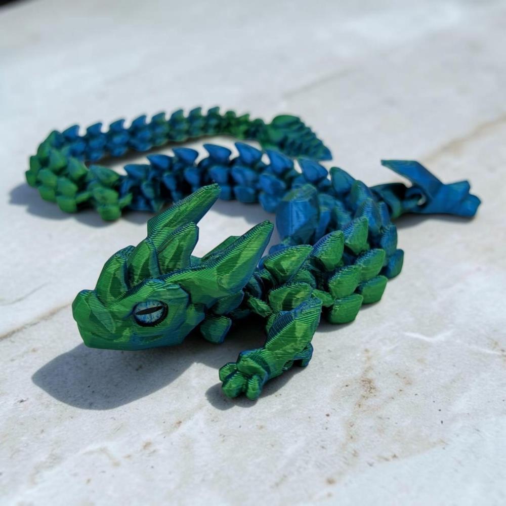 3D Flexibler Drache Kristalldrache 3D Druck EDC Gadgets 3D Druck Gadget Lasergrün