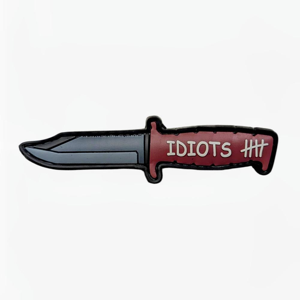 3d pvc patch idiots 5 messer design pvc morale patch humor fuer edc gear edc gadgets