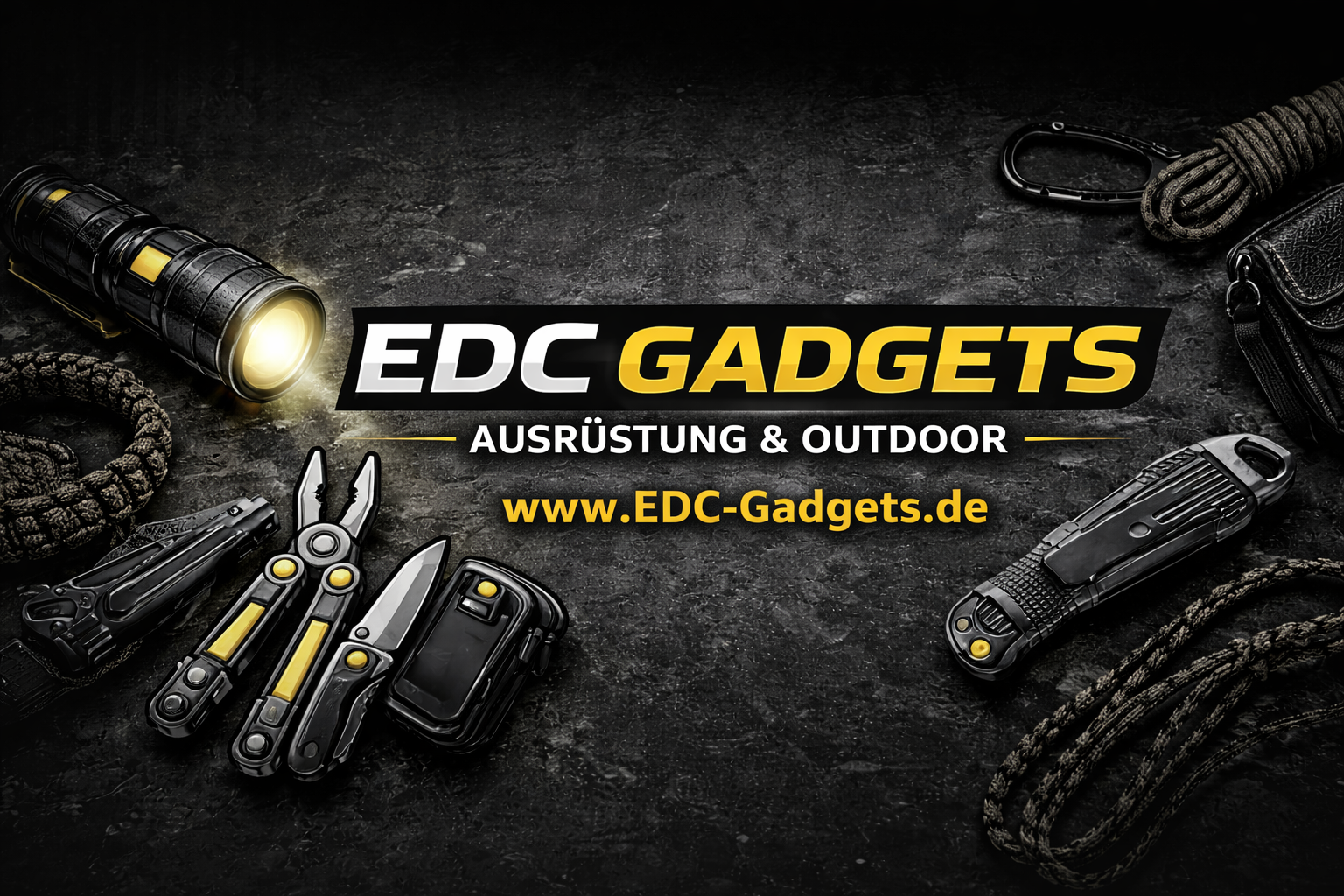 EDC-Gadgets.de Banner. Dein freundlicher EDC Shop für Tools, Keychain Produkte, EDC Gadgets und ein ausgewähltes EDC-Sortiment, das deinen Alltag leichter und besser machen.