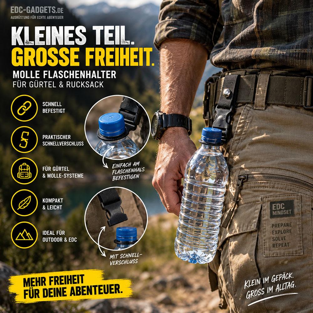 EDC Flaschenhalter mit PET-Flasche am Gürtel für Alltag und Outdoor*