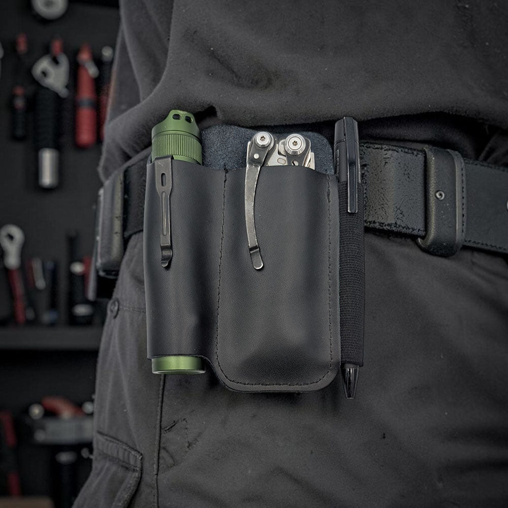 Pocket Organizer mit drei Fächern für dein EDC aus schwarzem Leder