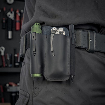 Pocket Organizer mit drei Fächern für dein EDC aus schwarzem Leder