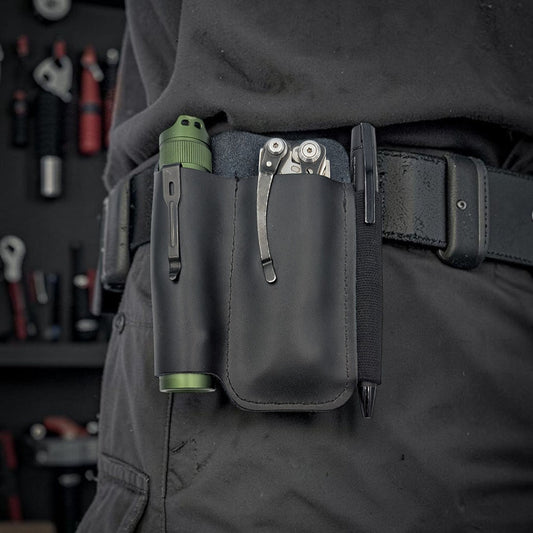 Pocket Organizer mit drei Fächern für dein EDC aus schwarzem Leder