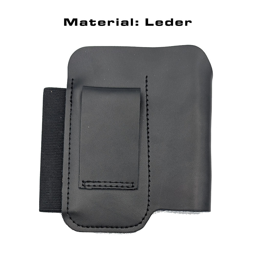 schwarzes EDC Guertel-Holster  für deine drei wichtigsten EDC Gadgets in schwarz aus Leder
