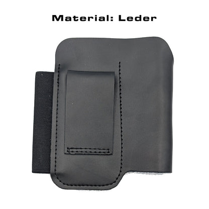 schwarzes EDC Guertel-Holster  für deine drei wichtigsten EDC Gadgets in schwarz aus Leder